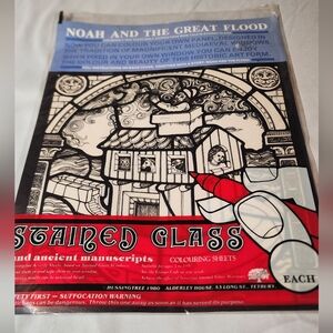"Noah and the Great Flood" stained glass coloring sheet kit by Hussingtree